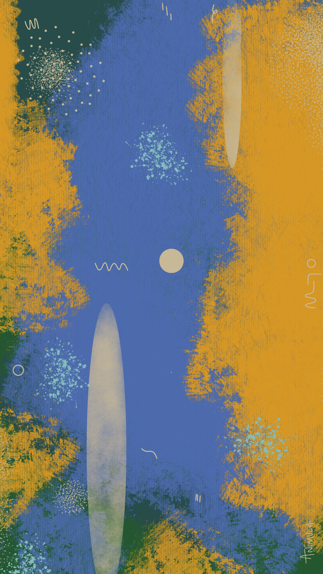 Flow State — obra de portada, azul y amarillo
